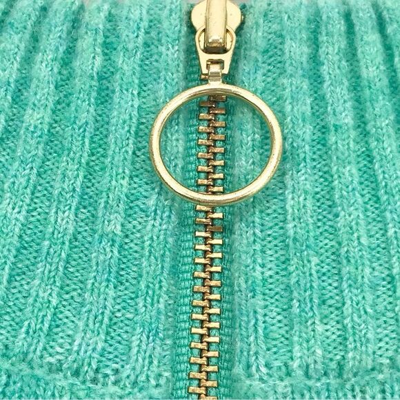 J. Crew Factory Teal Navy Colorblock Quarter Zip Soft Yarn Pullover Sweater - Picture 11 of 16